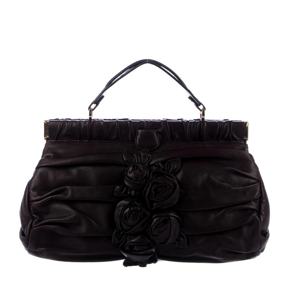 Valentino Leather Floral Frame Satchel